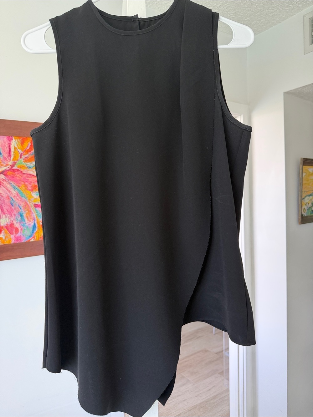 Saks Fifth Avenue Black Sleeveless Asymmetrical Overlay Dress